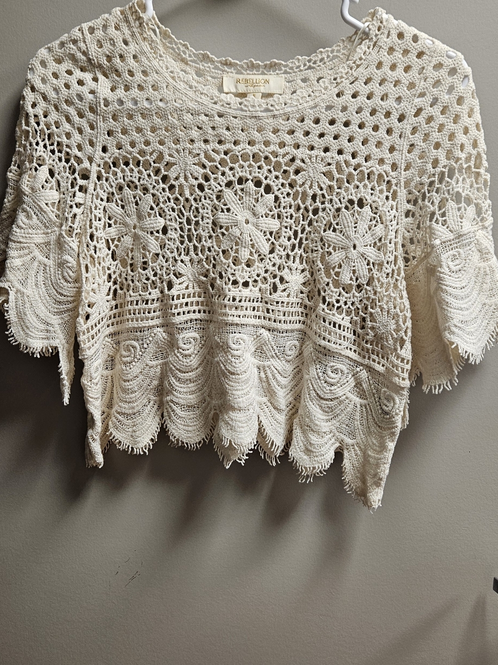 Rebellion Crochet Lace Crop Top. Boho, Grandma Core, Cottage, Trendy Fall